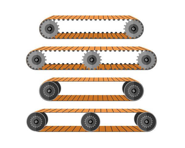 Conveyor belt. Industrial machine escalator with moving rollers