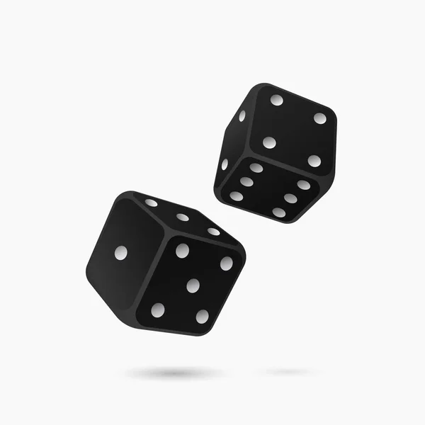 Kara oyun küpleri. Bahislerle kumar oynamak ve başarılı bir sayı atmak. — Stok Vektör