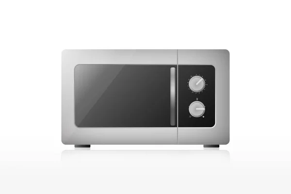 Microwave realistis. Pemanasan perak dan peralatan memasak - Stok Vektor