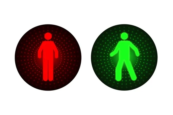 Lampu lalu lintas dengan pria merah dan hijau - Stok Vektor