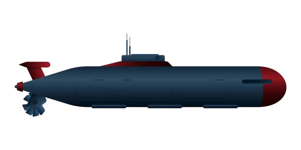 Schwarzes U-Boot mit roten Linien — Stockvektor