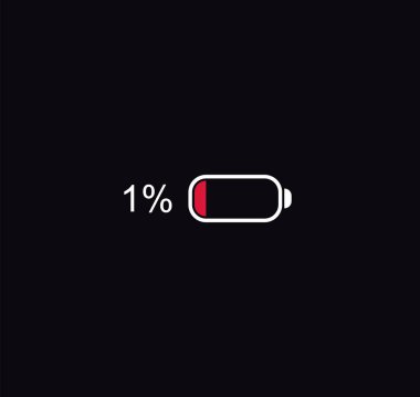 Minimum batarya şarjı. Tamamen boşaltılmış pil sembolü