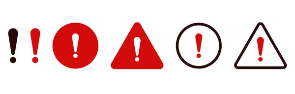 Exclamation warning signs. Red warning symbols — Vector de stock