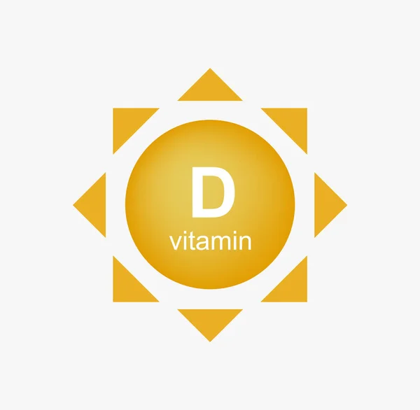 Vitamina solar d. Componente amarillo útil para la inmunidad y los huesos — Vector de stock
