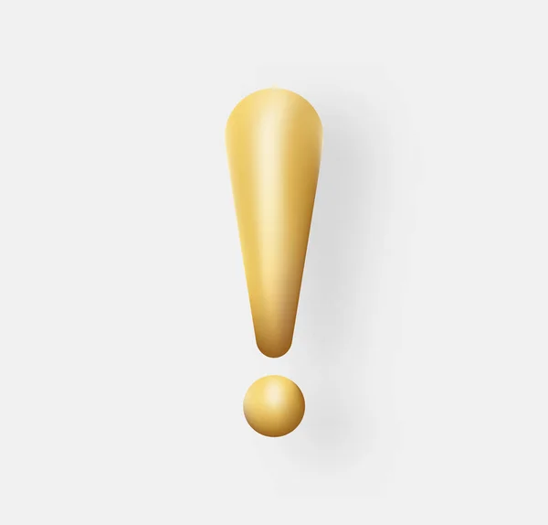 Gold exclamation 3d marks. Warning symbols for caution — Stockvector
