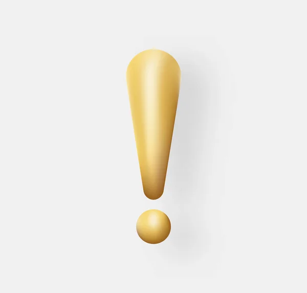 Exclamation d'or marques 3d. Symboles de mise en garde — Image vectorielle