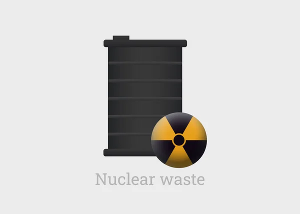 危险的核废料。装有乏钚的黑枪管 — 图库矢量图片