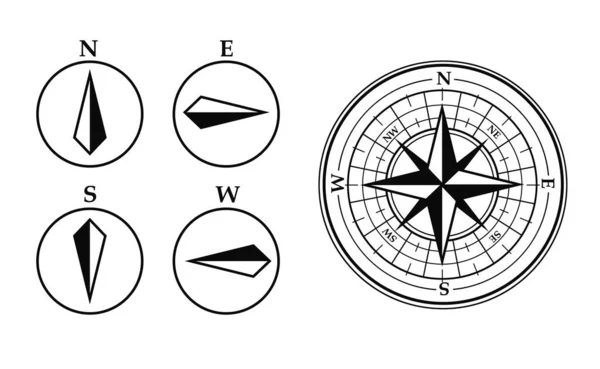 Wind rose and world pole markers — Vetor de Stock