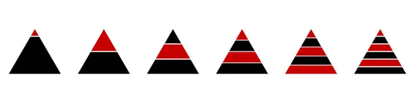 Pyramide Avec Graphique Rayures Rouges Triangle Infographique Avec Étapes Marketing — Image vectorielle