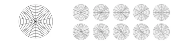 Діаграма Круглої Сітки Лініями Радіусів Геометрична Схема Радар Ділових Презентацій — стоковий вектор