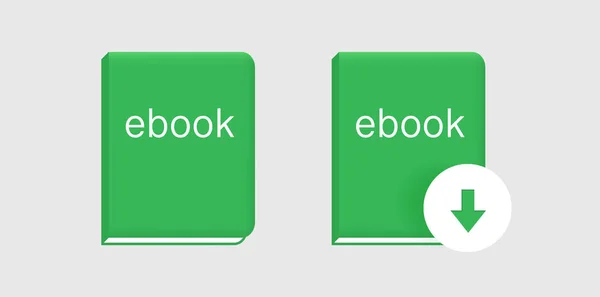 Ebook Para Download Mockup Volume Realista Verde Com Seta Web —  Vetores de Stock