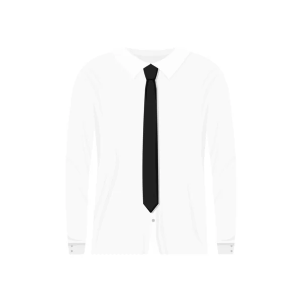 Camisa Blanca Con Plantilla Corbata Negra Elegancia Ropa Clásica Con — Vector de stock