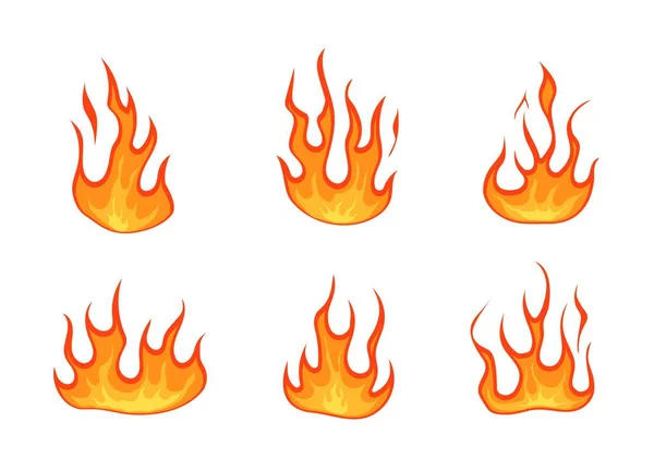 Allumage Feu Variétés Jaunes Flammes Avec Gradient Orange Sur Surface — Image vectorielle