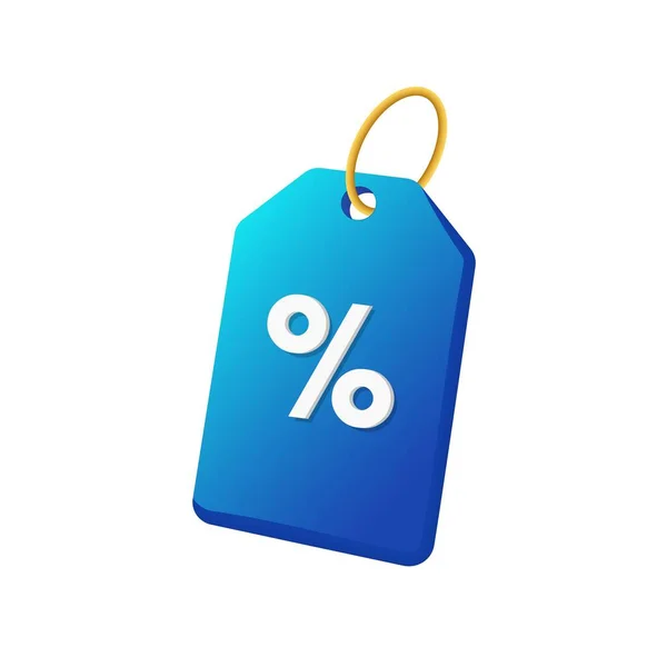 Blue Tag Discount Percentage Golden Ring Label Marketing Advertising Retail — Stock Vector