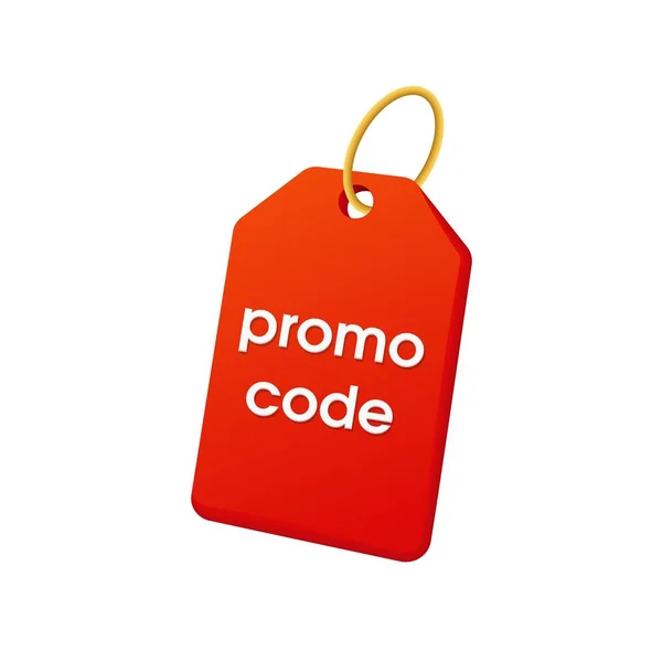 Rode Tag Met Promo Code Gouden Ring Label Voor Marketing — Stockvector