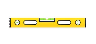 Düzey şablonlu bir cetvel inşa ediliyor. Yeşil yüzey denge silindirlerine ve vektör yapısındaki hassas ölçümlere sahip sarı araç