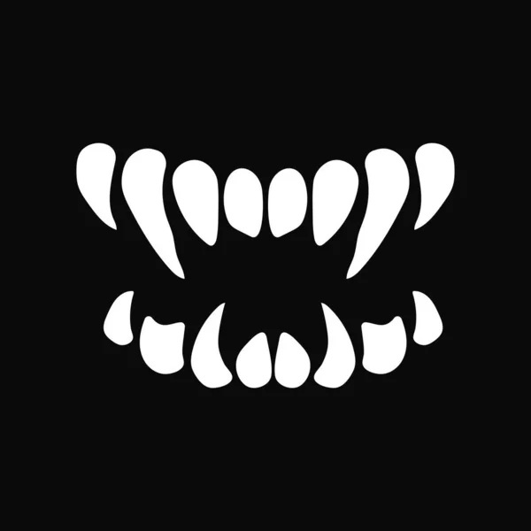 Monstro Mandíbula Branca Sorriso Criatura Assustadora Com Presas Dentes Vampiro — Vetor de Stock