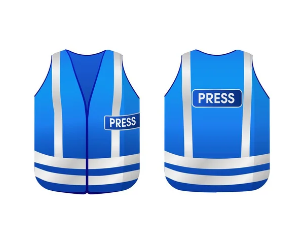 Press Luminous Vest Blue Uniform White Stripes Good Visibility Night — Vector de stock