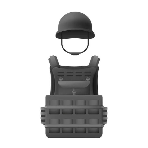 Body Armor Protective Helmet Template Black Protective Vest Pockets Slotted —  Vetores de Stock