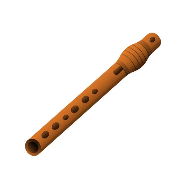 Flauta Marrón Instrumento Melodía Woodwind Con Agujeros Para Música Clásica — Vector de stock