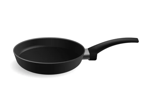 Une Poêle Métal Noir Ustensiles Cuisine Fonte Chromée Acier Inoxydable — Image vectorielle