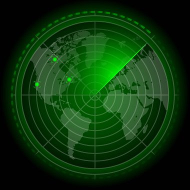 radar ekranı ve dünya haritası fütüristik tarzda
