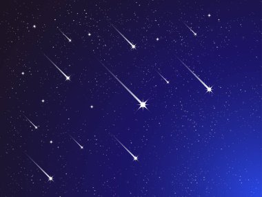 Shooting stars, light of falling of a meteorite in the galaxy. Vector illustration cosmos2