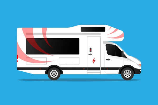 Camper Road Home Trailer Recreational Vehicle Camping Caravan Car Holiday — стоковый вектор