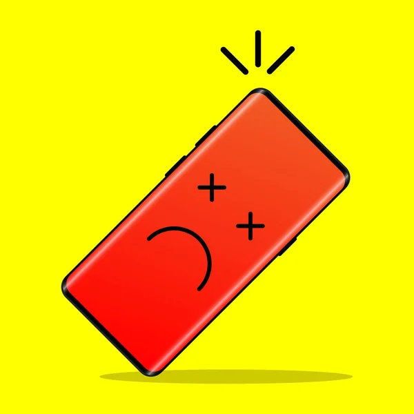 Dead Phone Broken Phone Sad Face Screen Icon Illustration Vector — Stockvektor