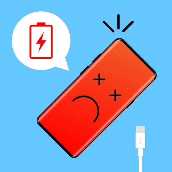 Dead Phone Broken Phone Sad Face Screen Icon Illustration Vector — стоковый вектор