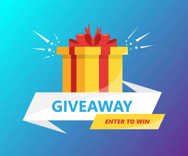 Giveaway Enter Win Gift Concept Winners Social Media Post Template — стоковый вектор