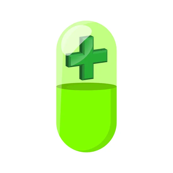 Green Pill Pharmacy Sign Illustration — Vetor de Stock