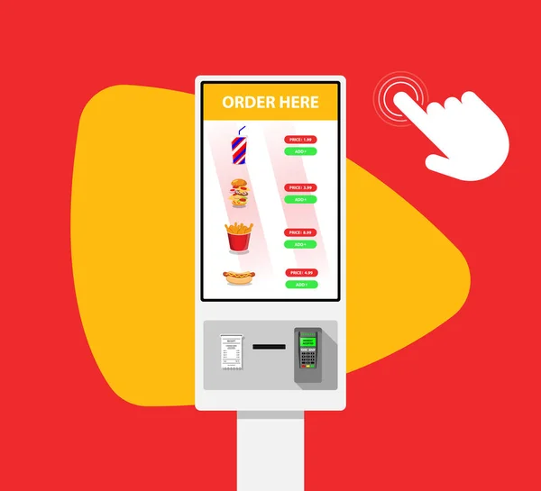 Self Ordering Self Payment Kiosk Fast Food Chains Restaurants Retailers — 스톡 벡터