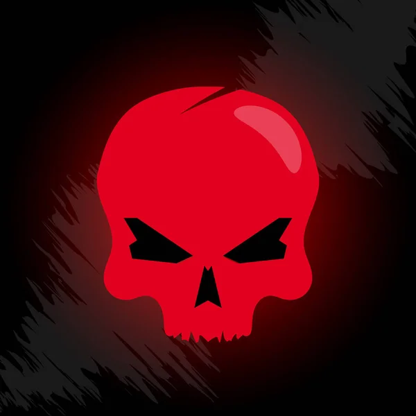 Red Skull Danger Sign Dead Face — Wektor stockowy