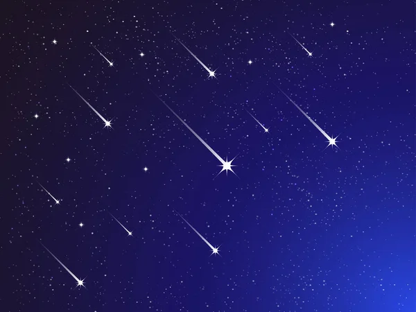 Shooting Stars Light Falling Meteorite Galaxy Vector Illustration Cosmos2 — Stockvektor