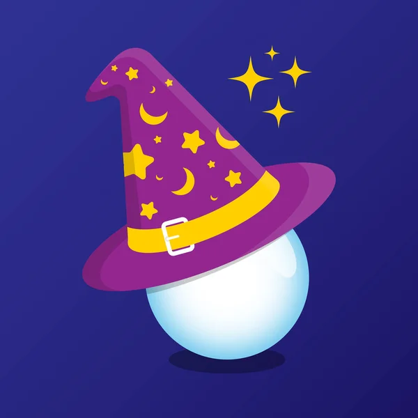 Wizard Hat Magic Glass Ball — Image vectorielle