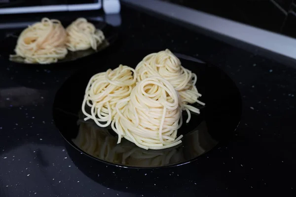 Plate Spaghetti Pasta Boiled — 图库照片