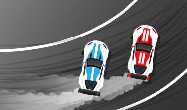 Sürüklenen arabalar yan yana yarışır