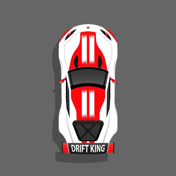 Racing Car Top View Drifting Car Japanese Drift Sport Car — стоковый вектор