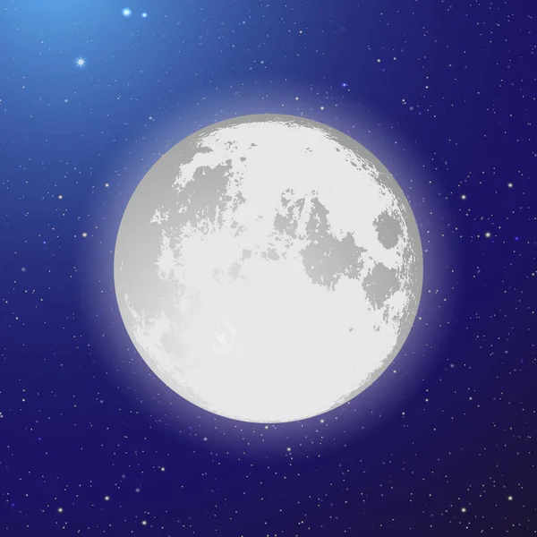 Full Moon Sky Stars — Stock Vector