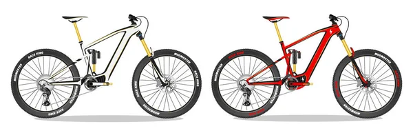 Встановити Концепцію Гірського Велосипеда Повна Підвіска — стоковий вектор