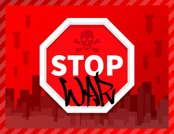 Stoppa Antikrigsgraffiti City Bomb Död Blod — Stock vektor