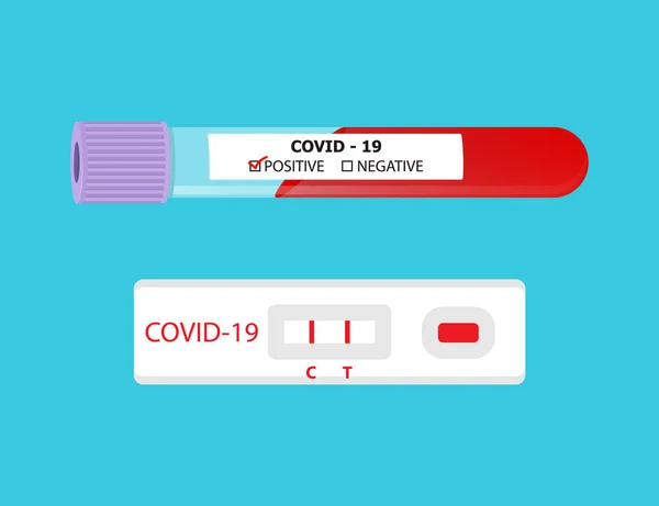 Test Tube Rapid Test Blood Sample Covid Test Positive Test — стоковый вектор