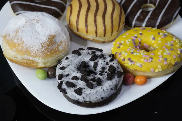 Mezcla Rosquillas Dulces Multicolores — Foto de Stock