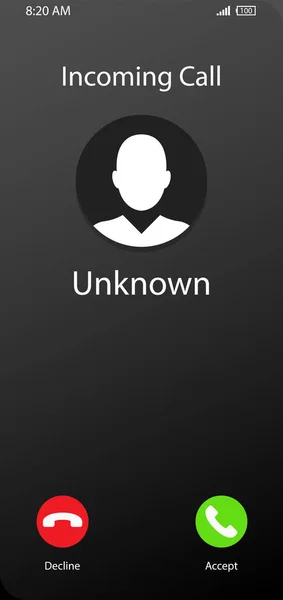 Unknown Number Calling Mobile Phone Interface Illustration — Image vectorielle