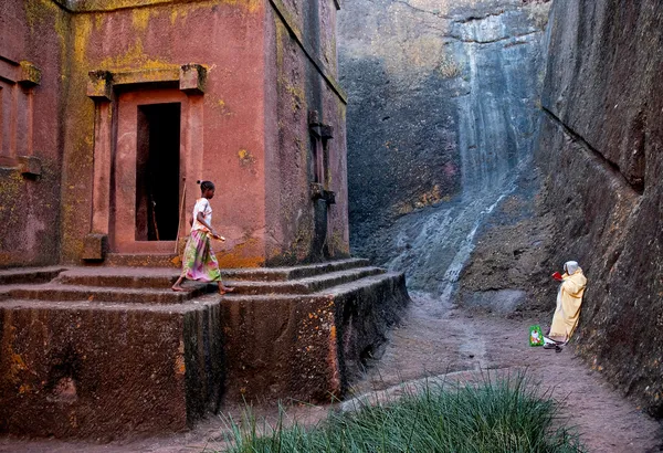 Lallibela lalibela lalibella Etiyopya yontulmuş kadim Afrika kaya — Stok fotoğraf