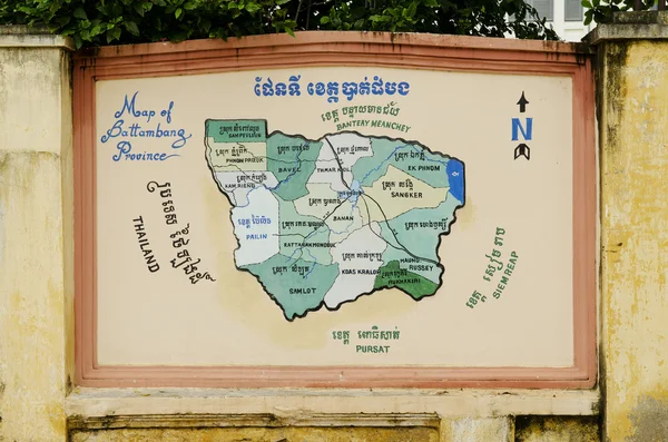 Mapa da província de battambang cambodia — Fotografia de Stock