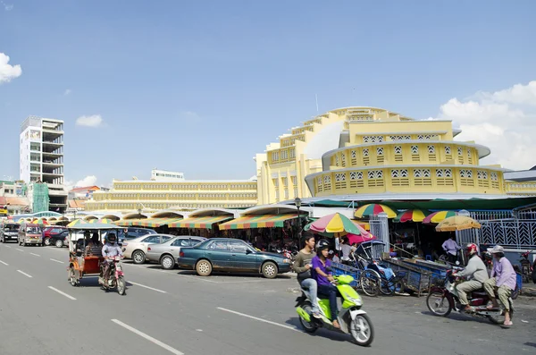 Psar thmei głównego rynku w phnom penh, Kambodża — Zdjęcie stockowe