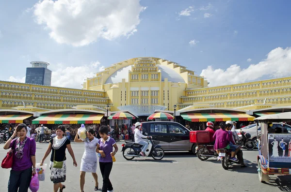 Psar thmei głównego rynku w phnom penh, Kambodża — Zdjęcie stockowe