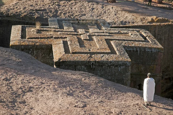 Starożytne skale wykuty kościołów lalibela Etiopii — Zdjęcie stockowe